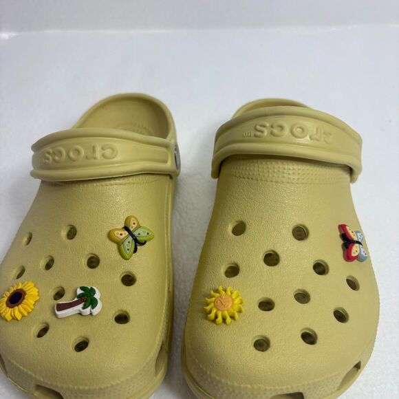 Crocs Classic Clog Slip On Clogs Mustard Yellow Unisex Men 3 Women 5 with Charms - Picture 3 of 13